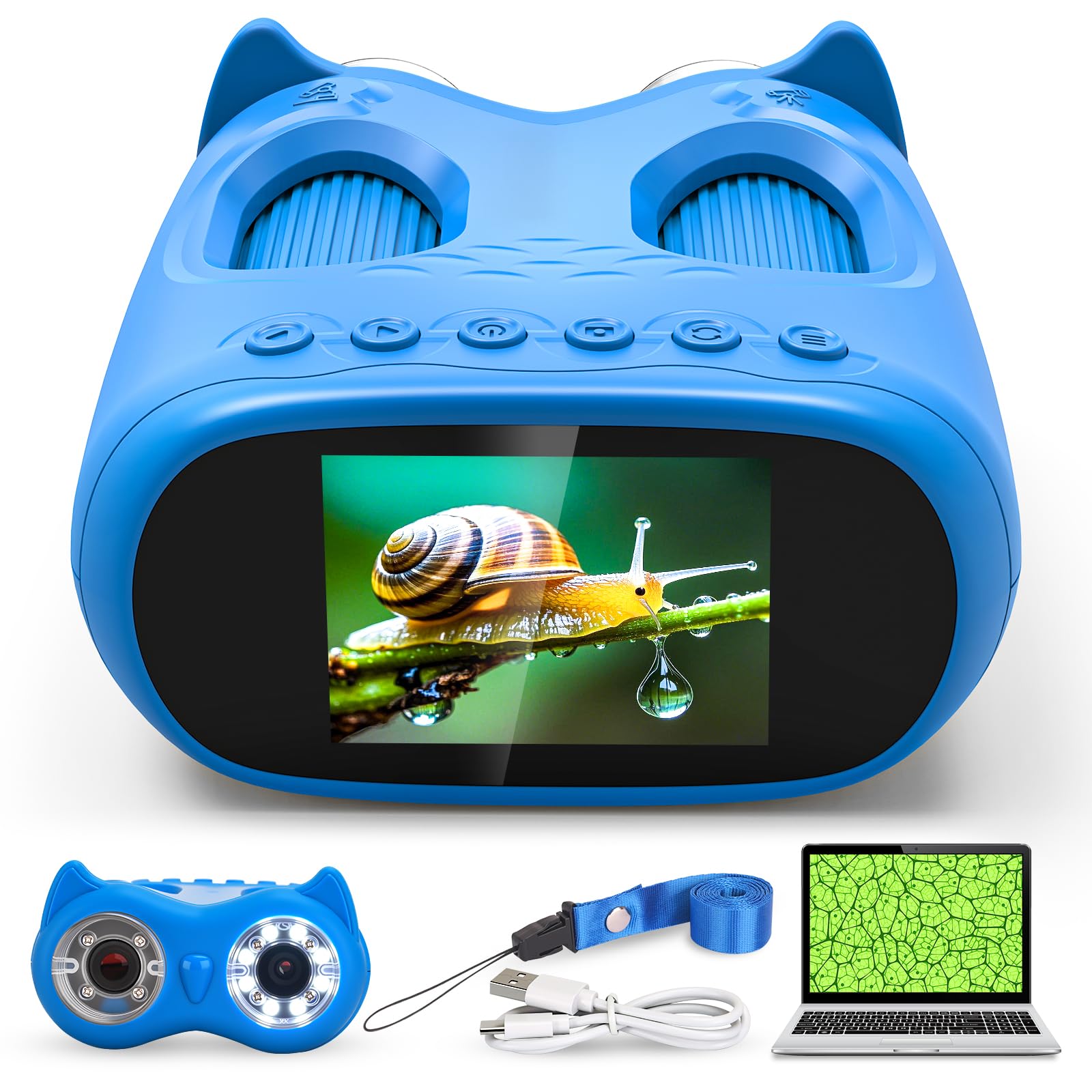ASPOVEN 2-in-1 Digital Microscope and Telescope for Kids, 1000x Portable Pocket Microscope for Kids with 2.0" HD Screen, Photo and Telescope Features – Perfect as Christmas or Birthday Gift (Blue)