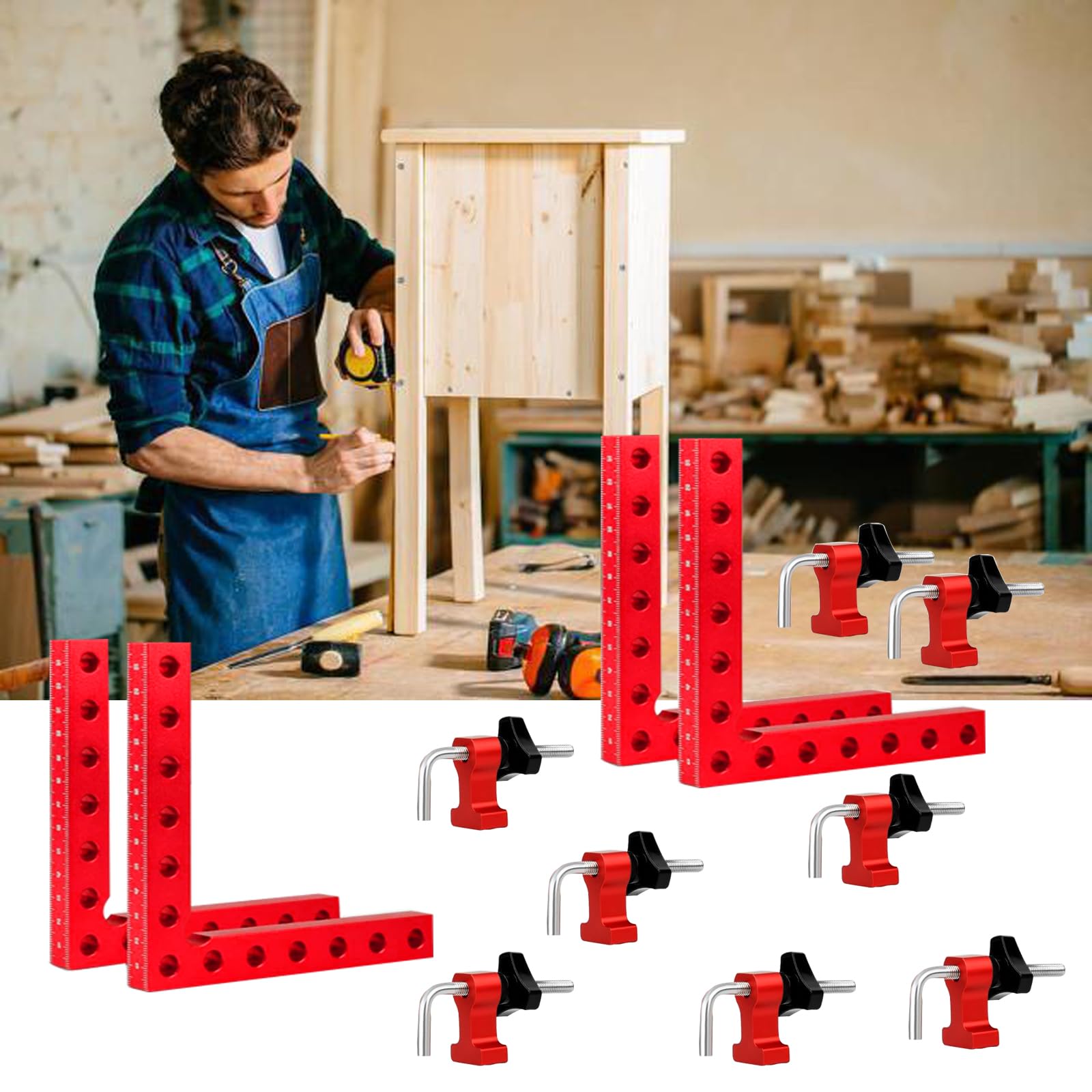 Lot de 4 Pince à Angle Droit - Équerre positionnement en Alliage d'Aluminium,Bloc de Positionnement à 90 Degrés,Pince d'angle type L pour Travail du Bois Bricolage Artisanat à Angle Droit (14 cm/5,5")