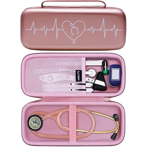 LTGEM Stethoscope Case Compatible with 3M Cardiology III,II,IV,3M Master Cardiology/MDF MDOne Stainless Steel Stethoscope Nurse Accessories and Medical Equipment (Rose Gold)