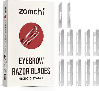 ZOMCHI Reusable Metal Dermaplane Tool Refills, Set of 10 Replacement Blades (Micro Distance), Dermaplaning Razor Refills, Plastic Free Eyebrow Razor Blades