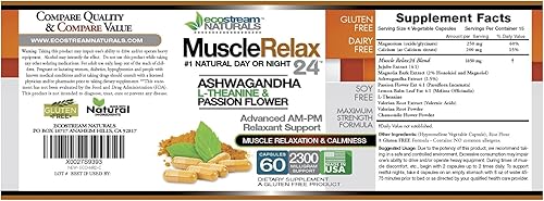 Miniatura 2 de ecostream Naturals Paquete de 3 cápsulas naturales relajantes musculares 247  cápsulas grandes de 2,300 miligramos de uso diurnonoche de apoyo