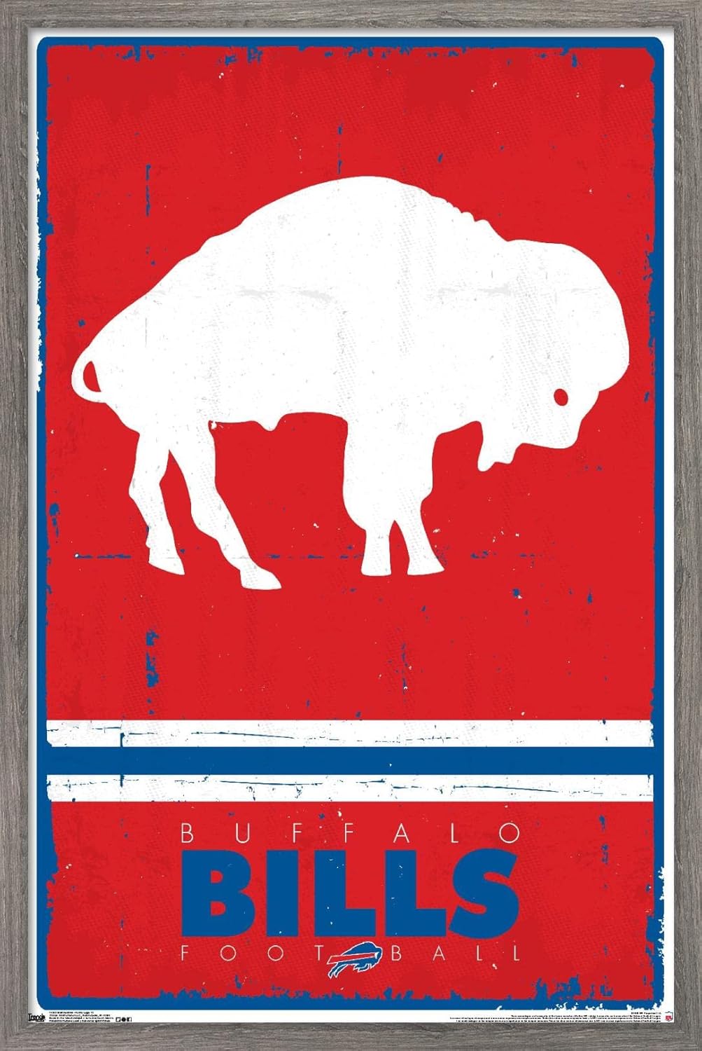 NFL Buffalo Bills - Retro Logo 15 Wall Poster, 22.4L" x 14.7W", Barnwood Framed Version