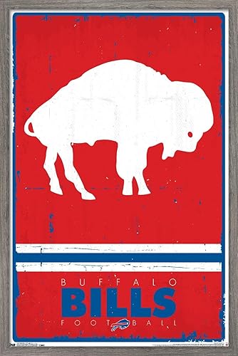 Trends International NFL Buffalo Bills - Póster de pared con logotipo retro 15, 14.72 x 22.37 pulgadas, versión enmarcada de madera de granero