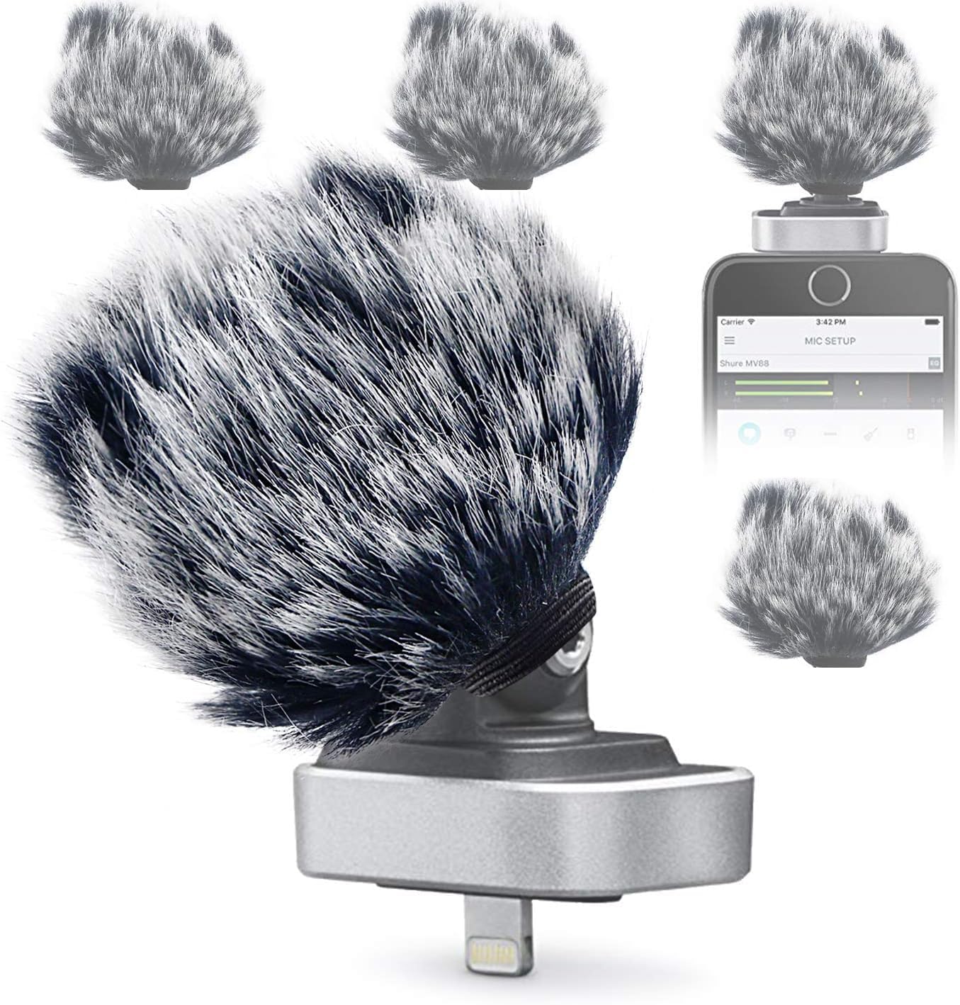 VIZEMO （4pcs Universal Collar Microphone, Outdoor Photography, Interview Live Microphone Noise Reduction and Windbreak 2-Color Suit （Suitable for 0.5cm to 1cm Caliber）