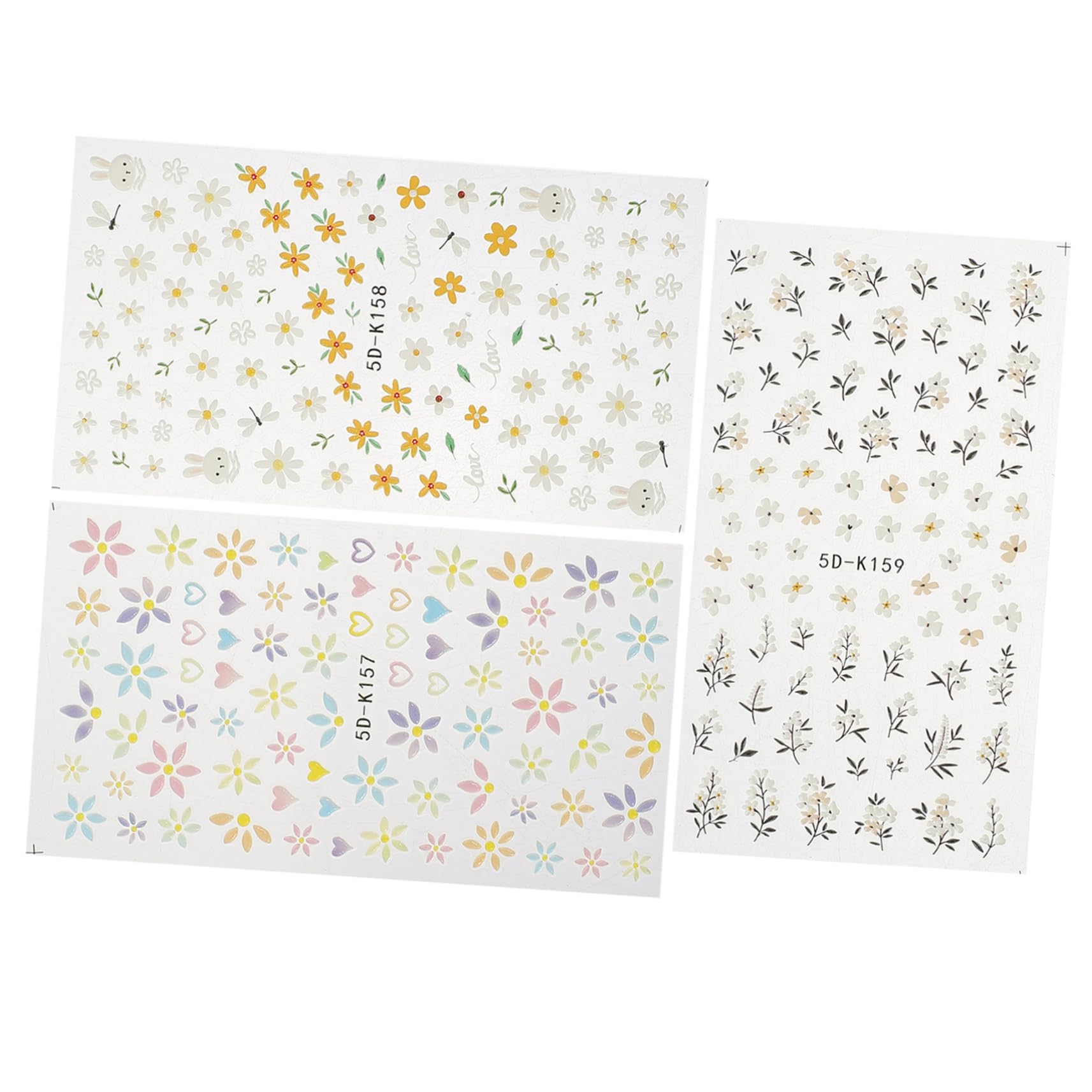 SHERCHPRY 5 Set Adesivi Per Unghie Con Floreali Decorazioni Per Nail Art Adesivi Per Manicure Per Feste E Speciali 3 Pezzi*5