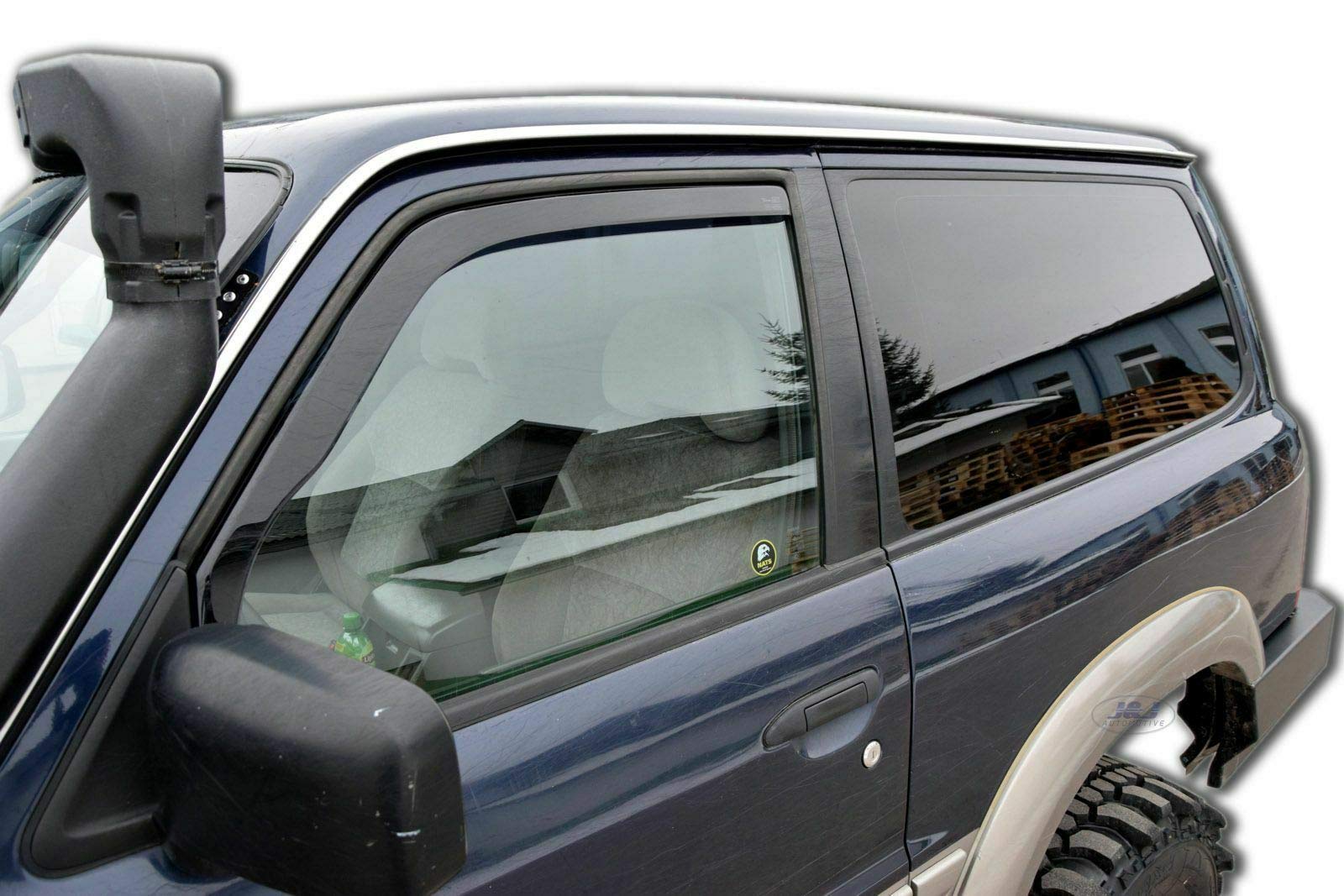 J&J AUTOMOTIVE Deflettori d'Aria per Nissan Patrol Y61 3-Porte 1997-2005, Set da 2 Pezzi, Nero Fumé Oscurato Heko