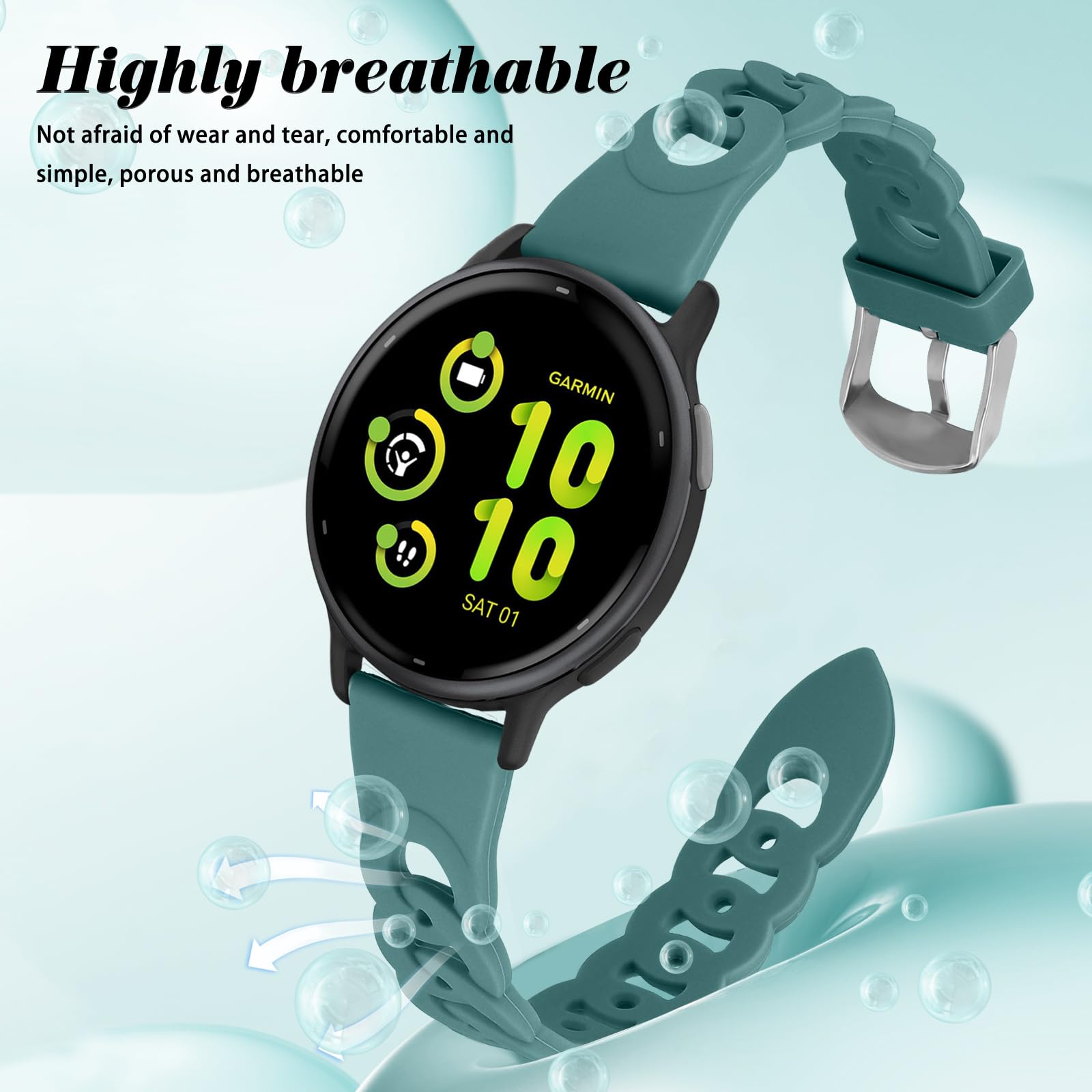 RosMank 20 Mm Silikon Armband Kompatibel Mit Garmin – Magnetischer Verschluss, Für Forerunner, Vivoactive, Venu