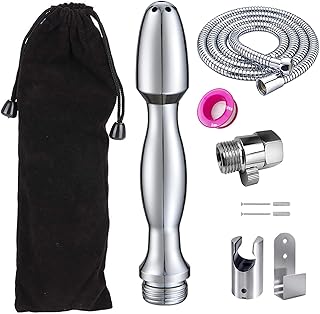 Shower Douche Enema Kit,7 Holes Deep Shower Douche Cleaning System with Hooks,Regulator and 59inch Hose