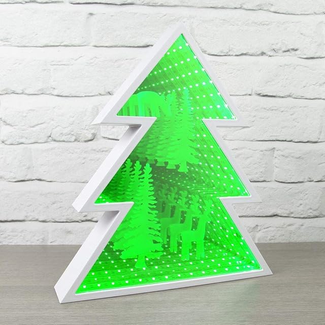 EliteZotec New Xmas Tree Infinity Decorations Home Lighting Green Light Reindeer Patter Christmas Lights