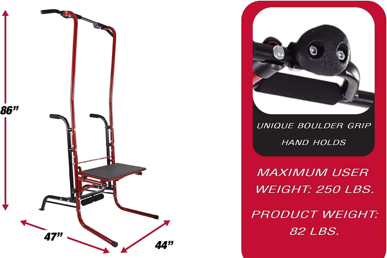 Stamina Power Tower Dip Bar Pull Up Bar Station with Smart Workout App Dip Bars for Home Workout Up to 250 lbs Weight Capacity