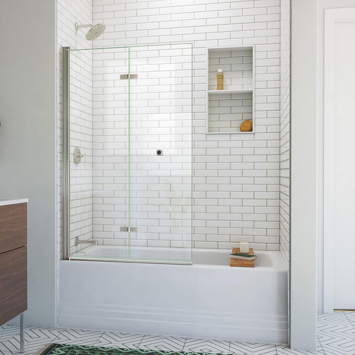 DreamLine Aqua-Q Fold 36 inch W x 58 inch H Frameless Bi-fold Tub Door in Chrome