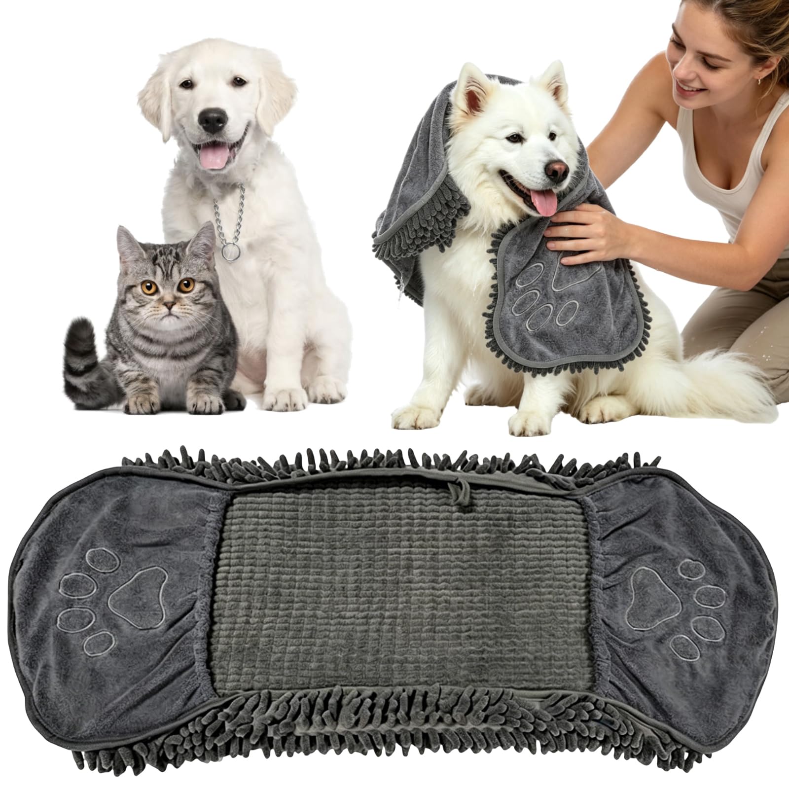 Wrbugukeji Dog Bath Towel, Quick Drying Super Absorbent Shammy Towel(Black)