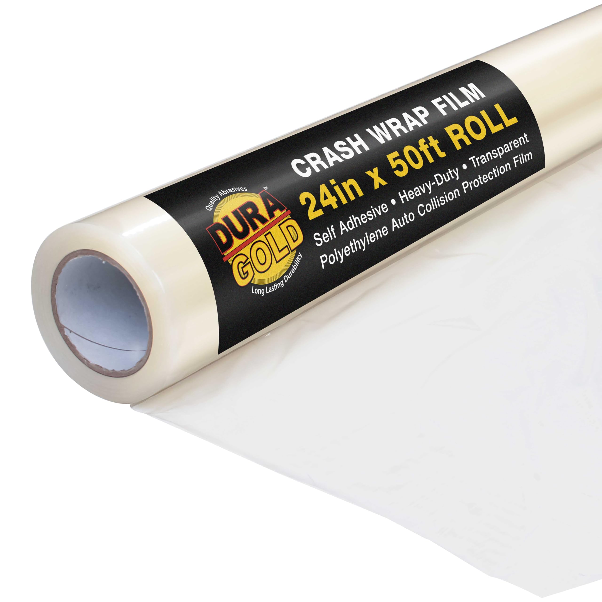 Dura-Gold Crash Wrap Film, 36-inch x 100-foot Roll, Clear Plastic Protector, Self-Adhesive Plastic for Auto Collision, Weather, Dust Protection, Broken Windows Windshields