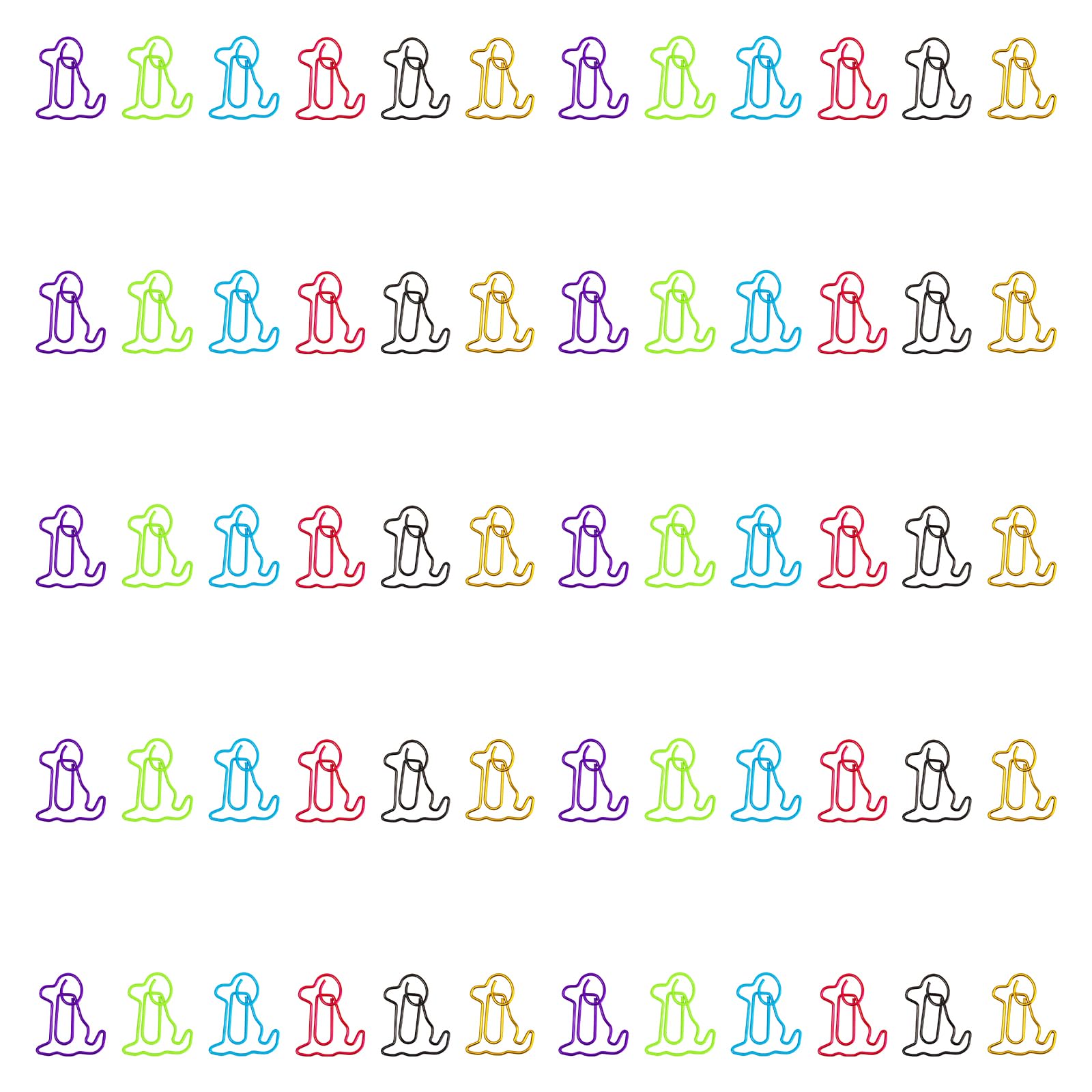 RGYBAO 60Pcs Colorful Dog Shape Paper Clip Animal Shape Metal Document Clip Bookmarks Page Marker Clamp for Offices School