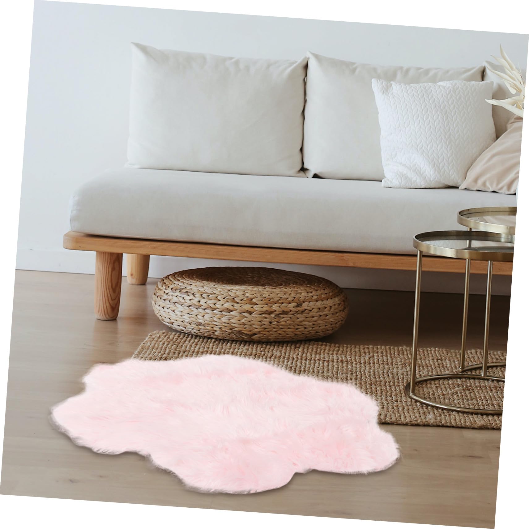 Toyvian Tapis De Chevet Rose pour Chambre De Fille Design Forme De Fleur Dimensions Peluche Douce Et Confortable pour