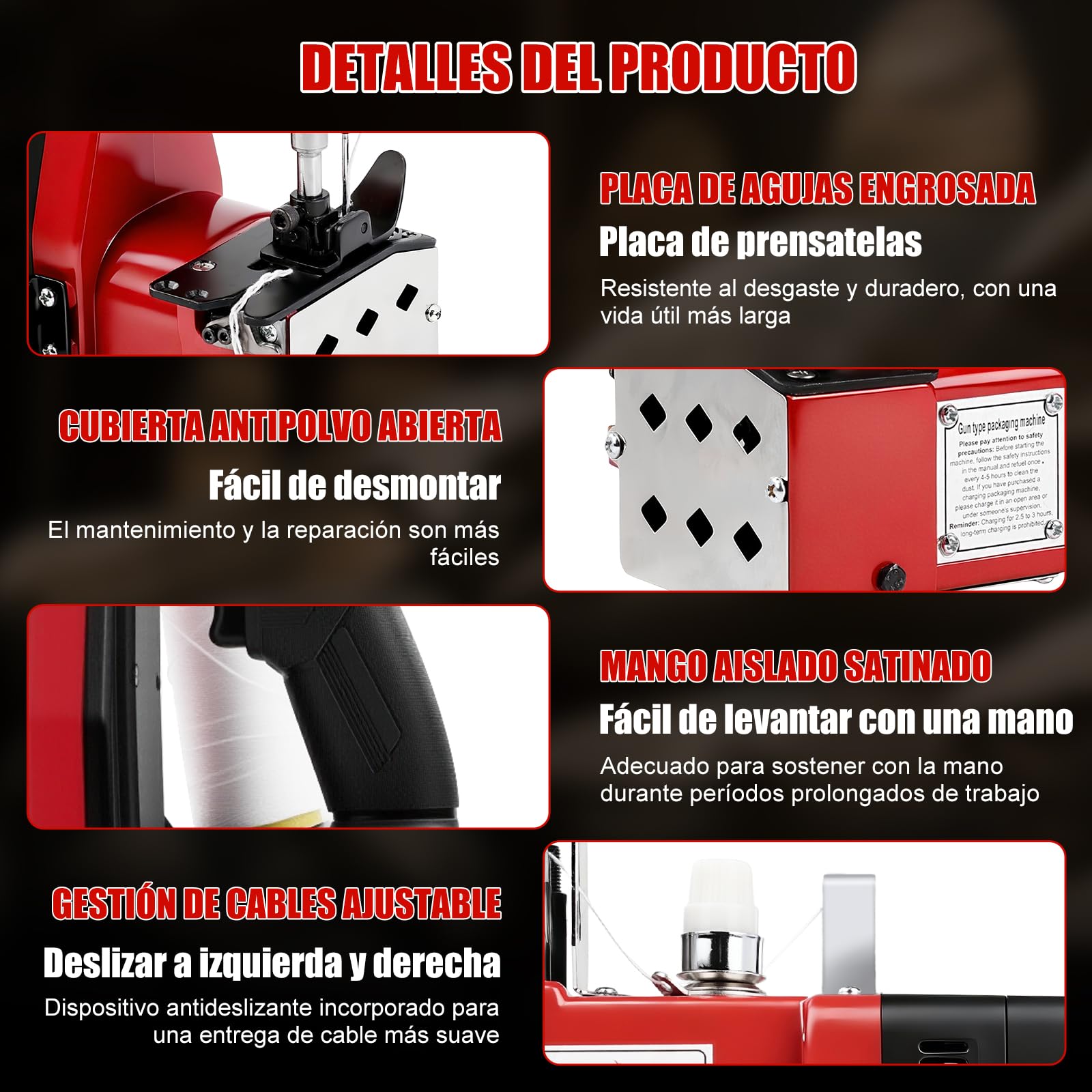 Máquina eléctrica para coser sacos, Bolsa eléctrica Máquina de Embalaje de Costura Más Cercana con 2 baterías recargables de 1300 mAh para bolsas/tela/arroz/papel