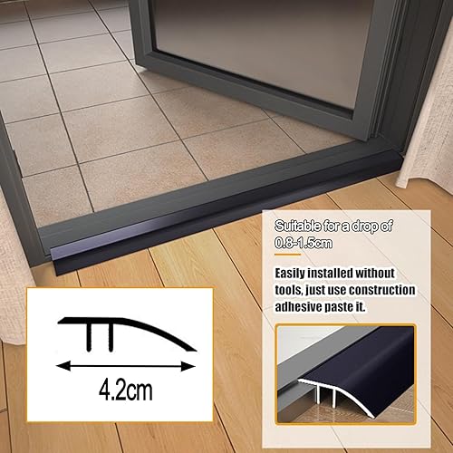 Miniatura 2 de Tira de umbral de transición de piso de aluminio de madera a azulejo, tira de puerta de piso laminado autoadhesiva, borde de transición de alfombra