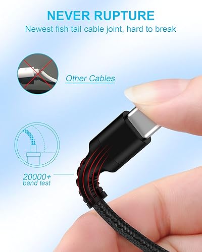 Miniatura 4 de Cable de carga Android de 10 pies, paquete de 2 cables de carga rápida USB A a USB C para Apple iPhone nuevo tipo C, Car Play Android, Samsung