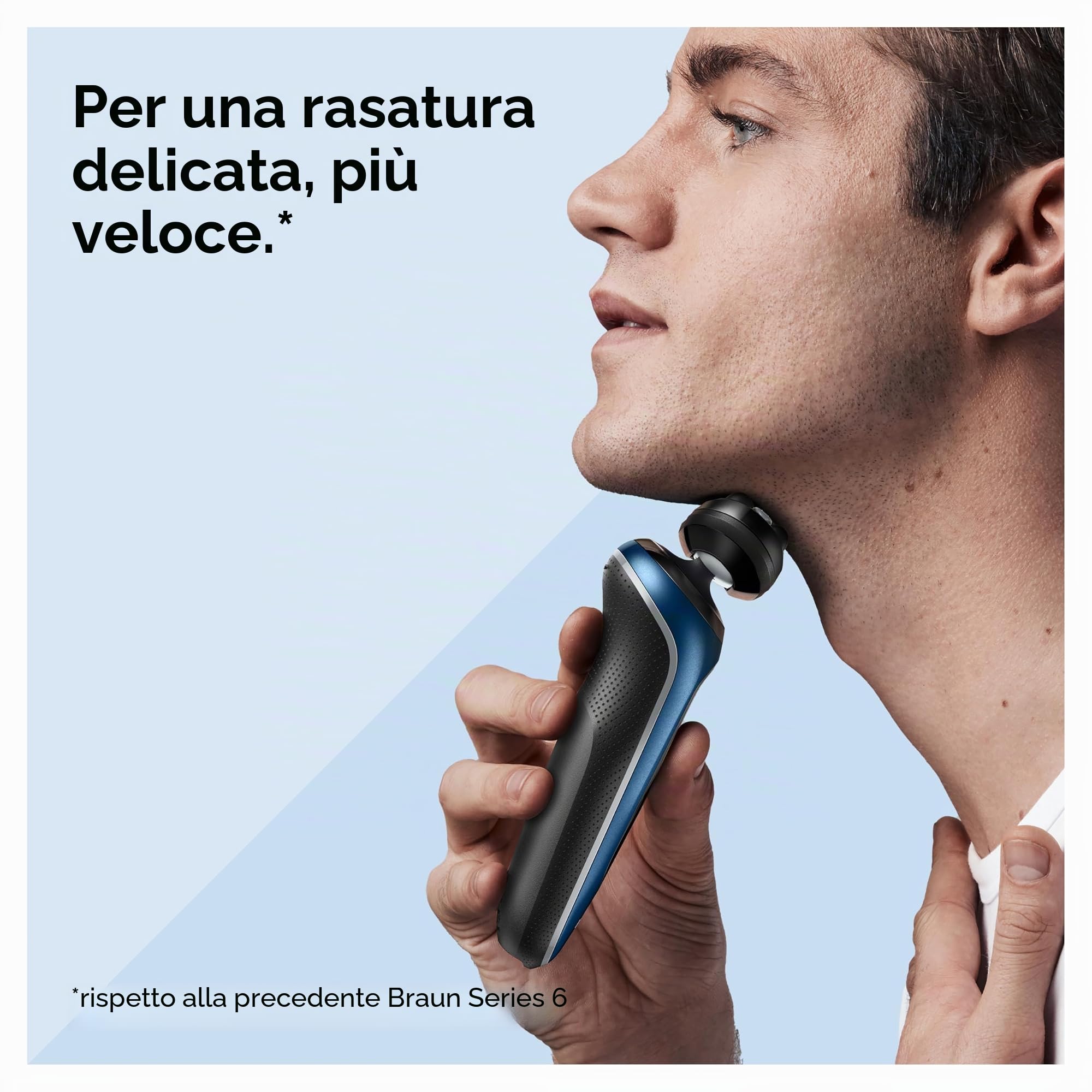 Braun Rasoio Elettrico da Uomo, Serie 6 6120s, Rasatura Bagnata e Secca, Modalità Turbo e Delicata, con Trimmer di Precisione e Custodia, Blu