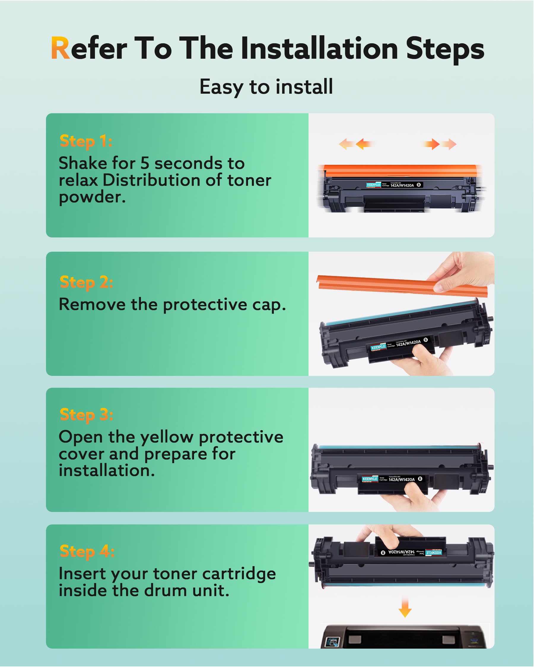 KEENKLE 142A Toner Con Chip Compatibili per HP 142A 142X W1420A W1420X Toner per HP Laserjet Pro M110 M110w Laserjet Pro MFP M140w M140 M139 M139w (Nero, 1-Pack)
