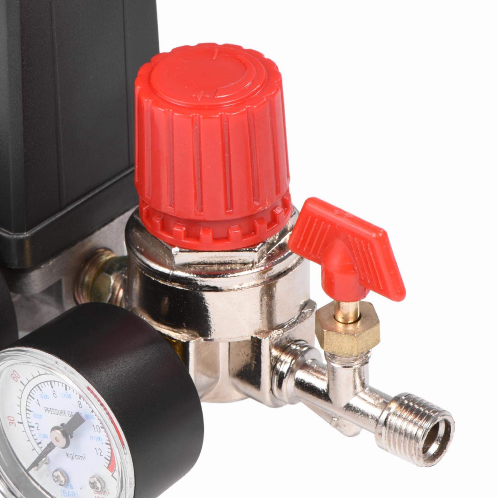 Compresseur d'air 12 bar, Pressostat Compresseur d'air, pour régulateur de soupape de commande de commutateur, 0.05-1.2Mpa, 3000L/min, Connector: 2-G1/4, Gauge diameter: G1/8 240V, 30-180 PSI