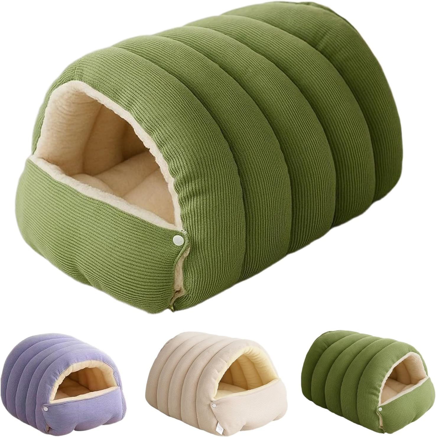 Cozy Monster Cat Bed, Pet Cave for Indoor Cats, Soft Enclosed Nest with Removable Washable Cushion, Anti-Slip Bottom (Light Green, L)