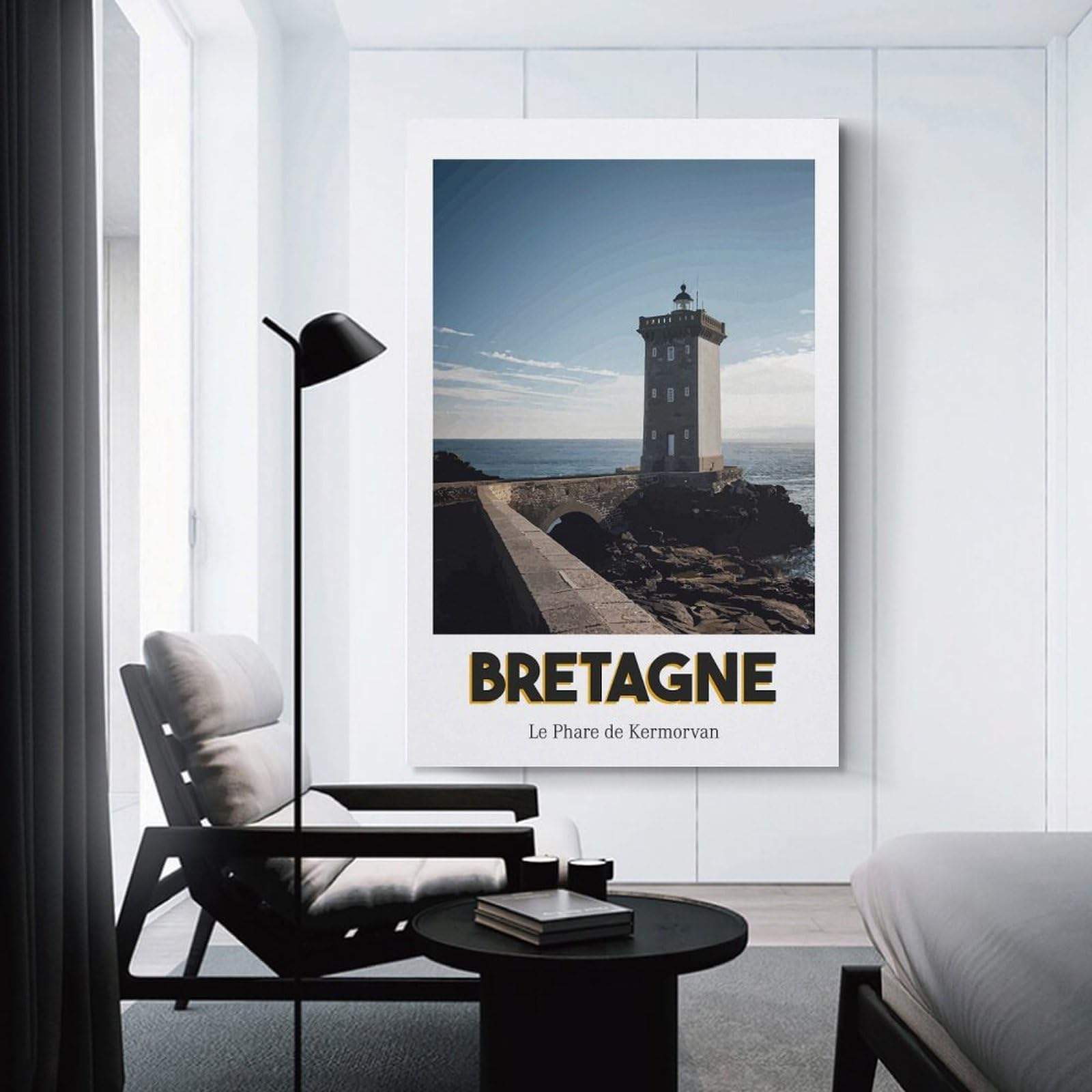 Junmoney Unframe-Style-8 Canvas Wall Picture Phare De Kermorvan, 20X30inch(50X75cm), For Front Hall, Corridor Or Welcome Spaces, Decorative Wall Art For Narrow Spaces