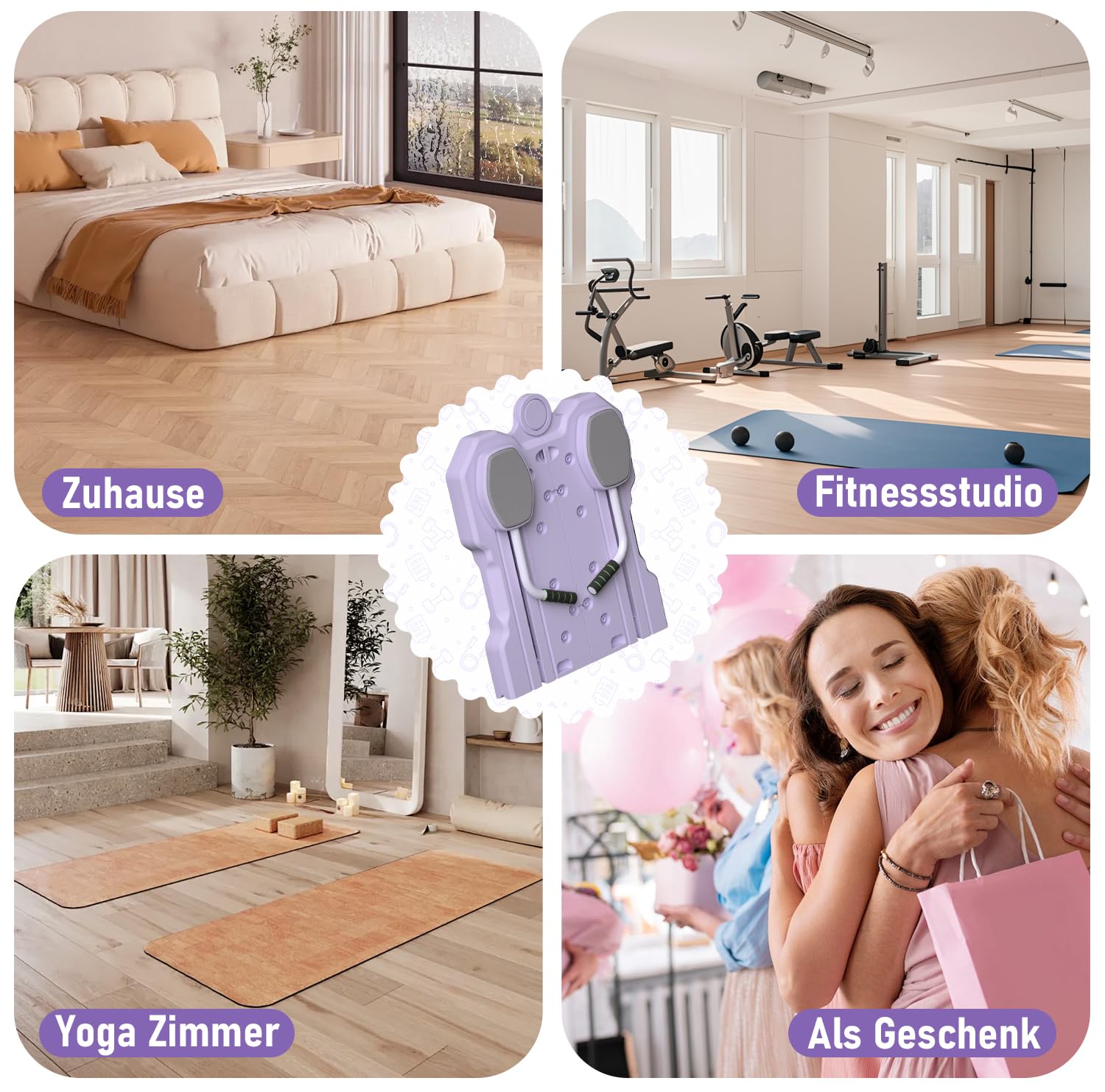 Pilates Board Equipment,6 in 1 Pilates Reformer Machine Set für Zuhause mit Ab Roller,Resistance Bands,Home Workout Equipment Fitness Geschenk