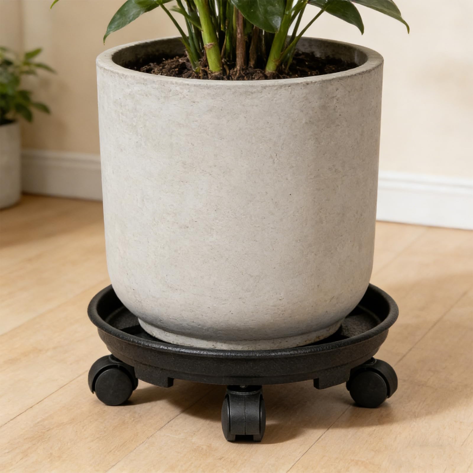 Porte Plante à roulettes 30 cm, Supports de Pots de Fleurs en Plastique, Support Plante Roulette intérieur et extérieur