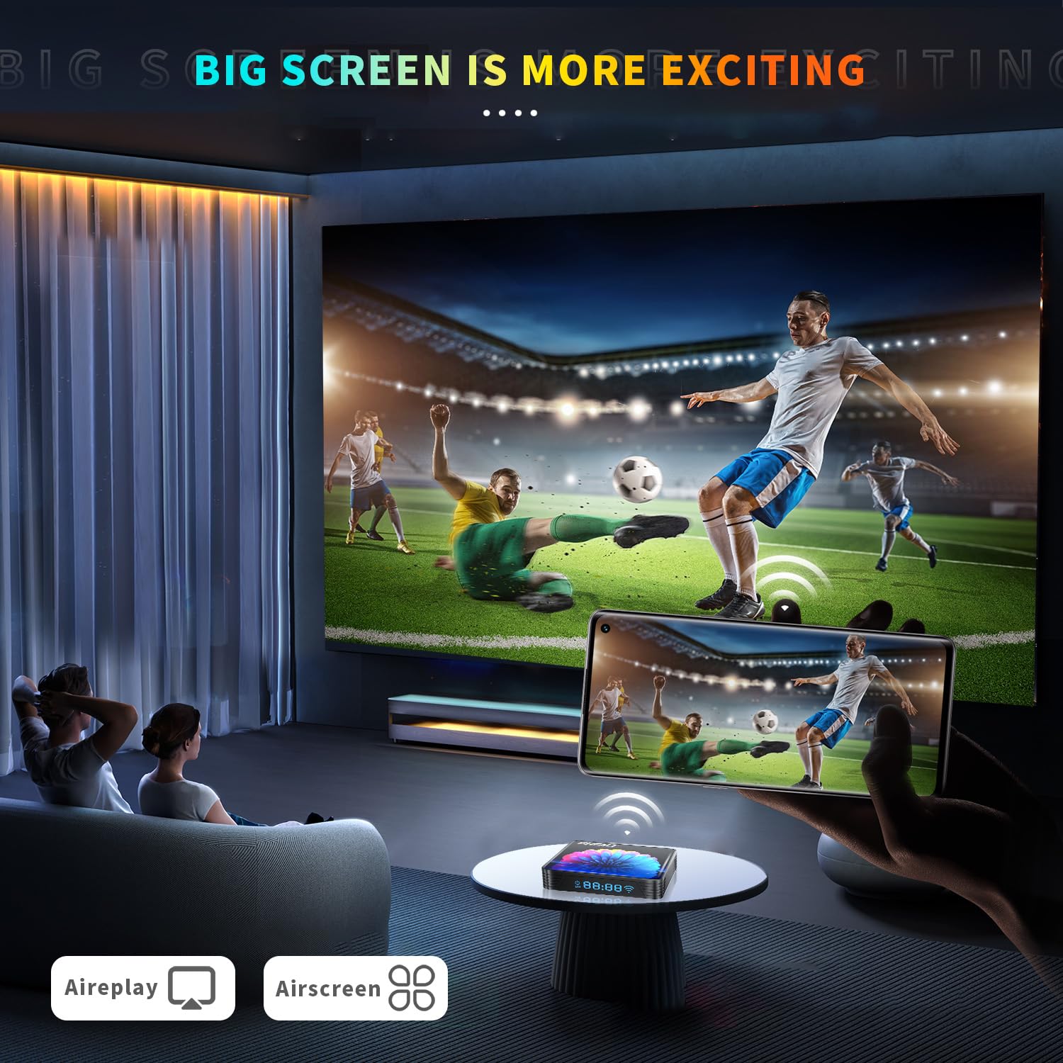 RUPA Android TV Box 13.0, 2025 8K Neueste TV Box mit RAM 4GB ROM 64GB WiFi6 Enternet 10/100M Bluetooth 5.0 USB3.0 Unterstützt 3D HD Cast Screen Android Box