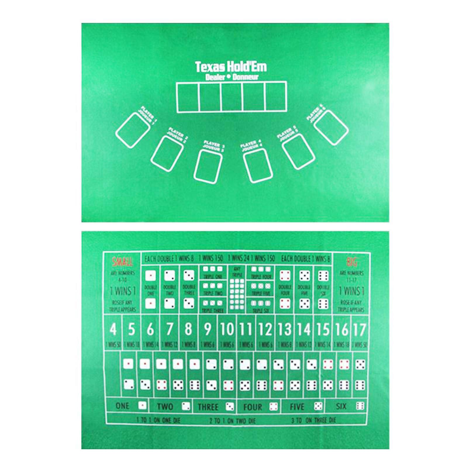 Texas Hold'em Poker-Matte, tragbar, faltbar, für Kartenspiele, glatte Premium-Oberfläche, Geräuschreduzierung, für Kartenspiele überall, 60 x 90 cm, Grün
