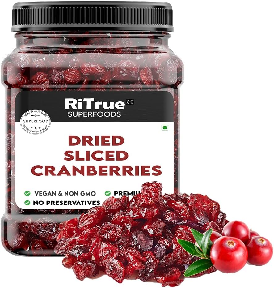 RiTrue - Dried Sliced Cranberry - 250 Gm Jar - Vegan, Non-GMO, Gluten Free | USA Cranberries Dry Fruits