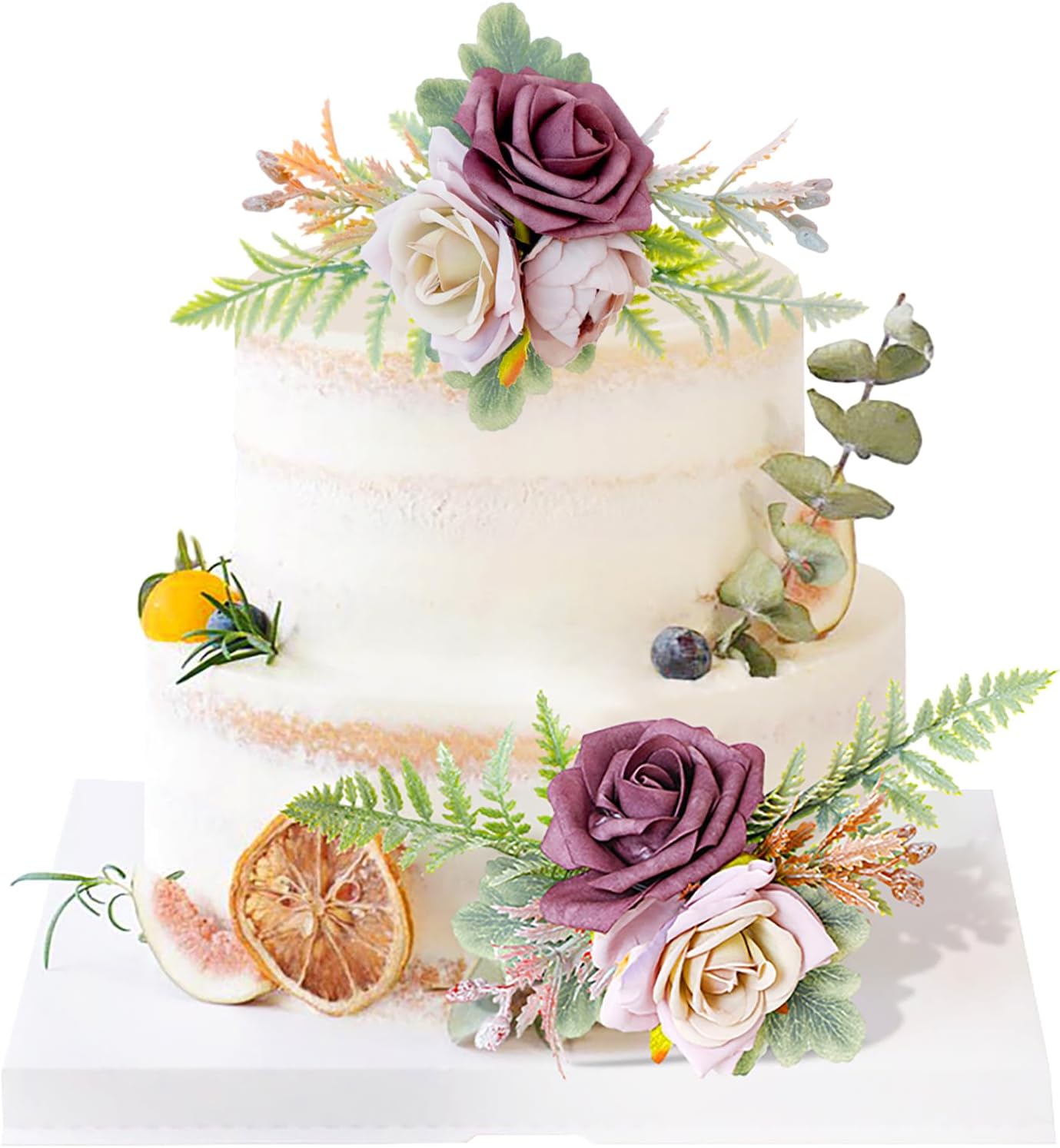 Amazon.com: Roahosy Artificial Cake Flowers Set of 2, Wedding Cake ...