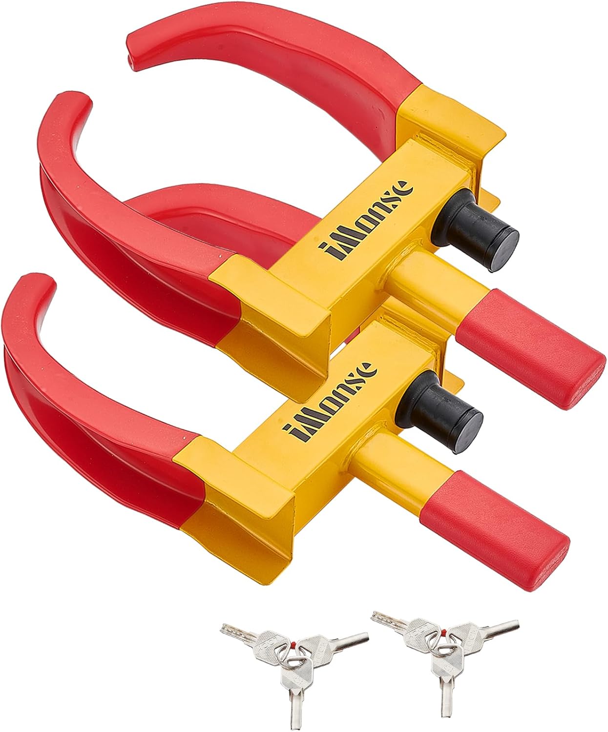 Wheel Lock Set, Adjustable Tire Lock Anti-Theft Security for Trailer, Car, SUV, Boat, Motorcycle, Golf Cart - Great Deterrent, 2 Packs, 6 Alike Keys 2P