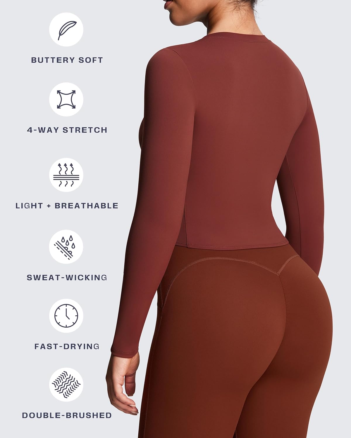 Aoxjox Long Sleeve T-Shirt for Women GEO Seamlines Padded Baby Tee Workout Crop Top - Image 3