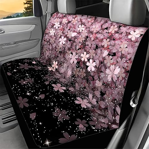 Miniatura 2 de CLOHOMIN Funda de asiento de coche para perros, mascotas, diseño de flores de cerezo rosa, protector de asientos de banco antideslizante para