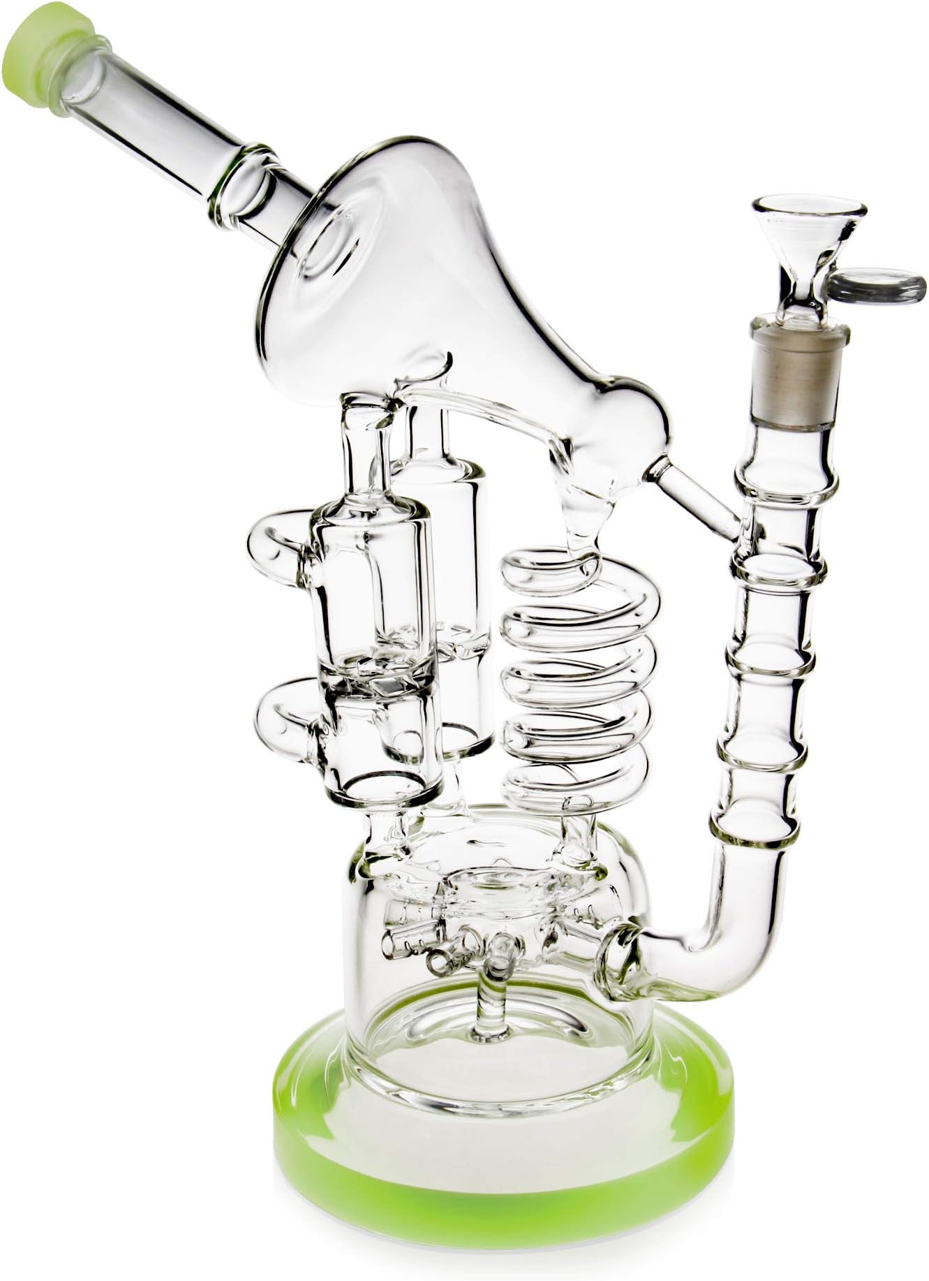 REANICE Big Recycler Hookah Bong Smoking Glass Pipe 31cm Green Water Pipes Bubblers 14.5mm Thick Bongs