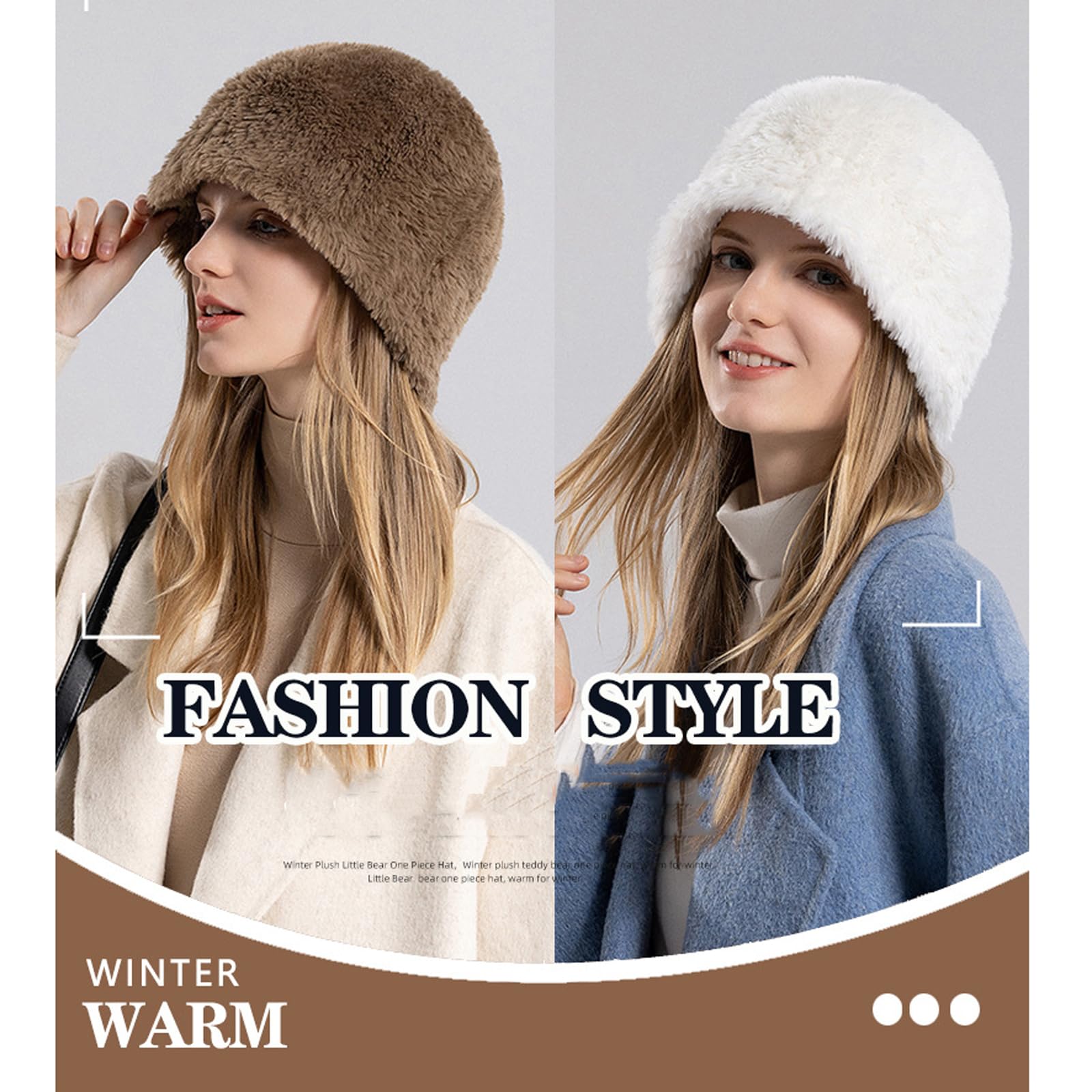 Damska czapka zimowa Pom Pom Ski Bobble Cap, Bobble Pom Pom Hats, Winter Warm Thicken for Outdoor Sports Dog Walking,Brown