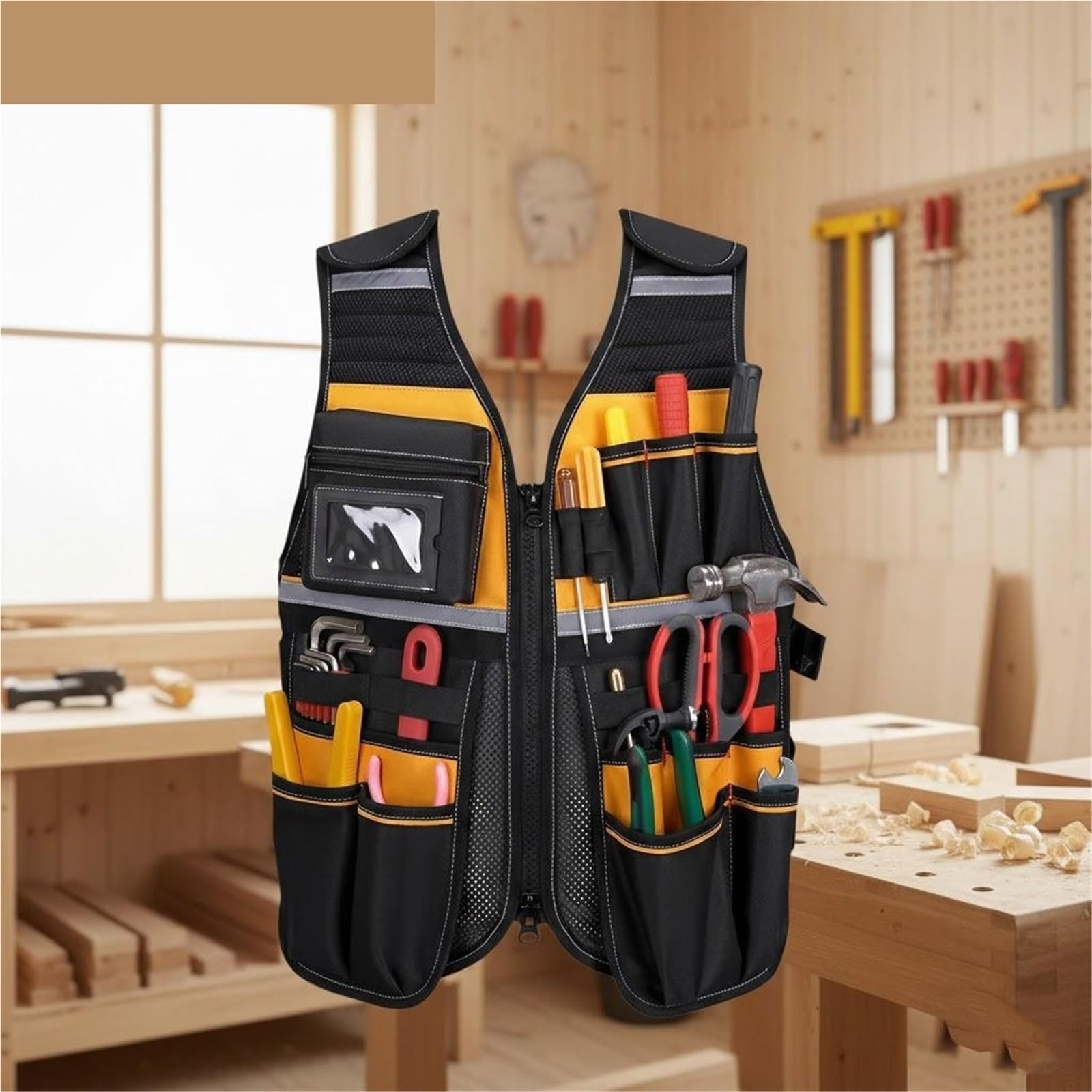 Chaleco de Herramientas Breathable Reflective Safety Jacket Multi Pocket Storage Vest For Construction Gardening Auto Repair Tools