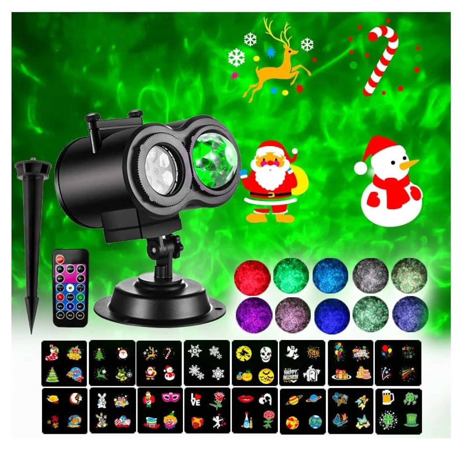 Christmas Projector Lights Outdoor Holiday Laser Lights Landscape Spotlight LED Snow Storm Light Projector Waterproof Laser Light for Xmas Holiday Party Garden Patio Decor (D)