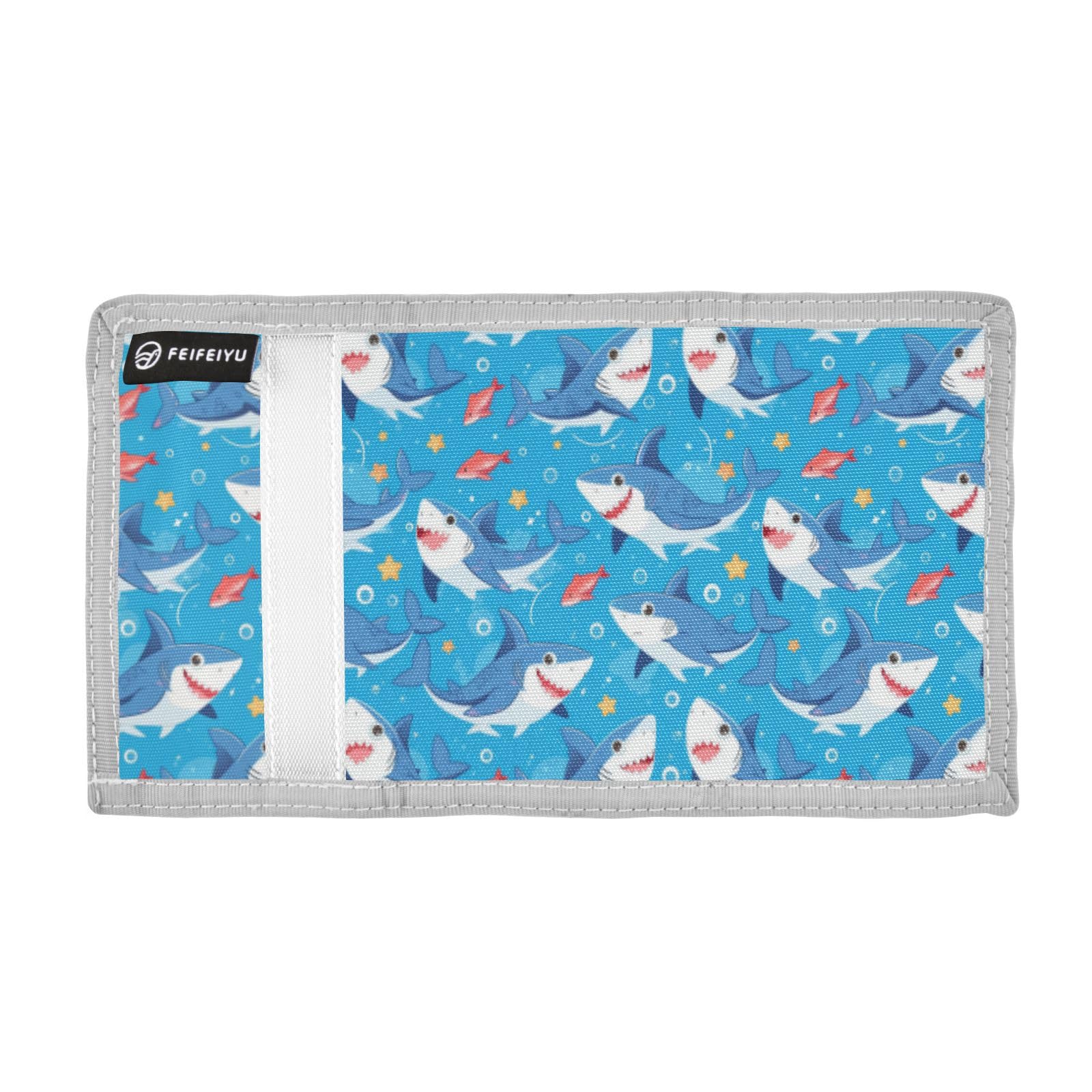 Wusikd Little Sharks Kids Wallet for Boys Girls Cute Toddler Trifold Wallet Novelty Wallet for Teens Women Men