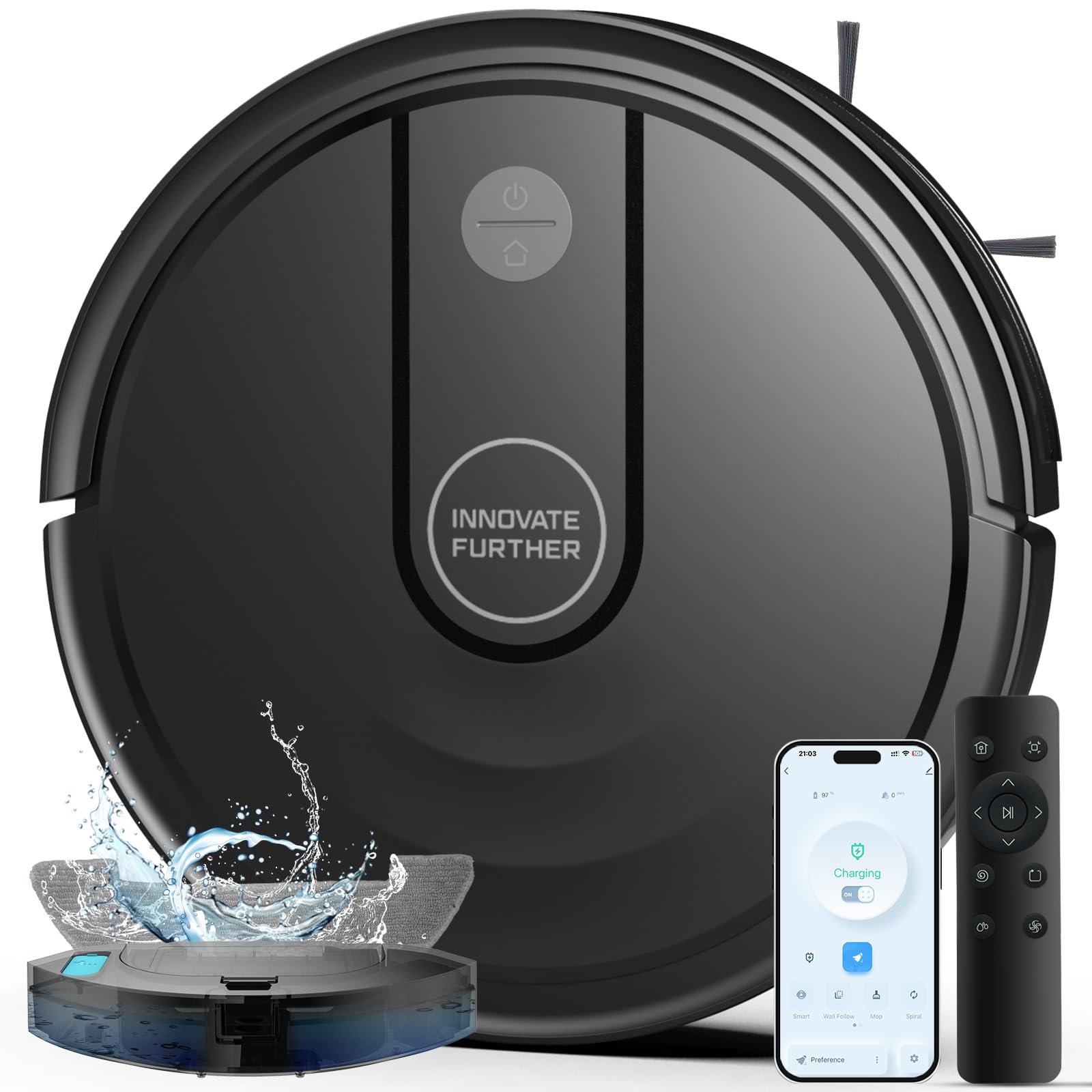 Robot Vacuum and Mop, 3-in-1 Robot Vacuum Cleaner, 5000Pa Powerful Suction with Multi-Surface Cleaning, 2.87" Super Slim, Wi-Fi/App/Alexa, Perfect for Pet Hair, Hard Floors and Pile Carpets