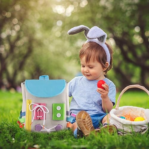 Miniatura 6 de Busy Board - Mochila para niños pequeños con hebillas y juguetes de actividades de aprendizaje, desarrolla habilidades motoras finas y habilidades