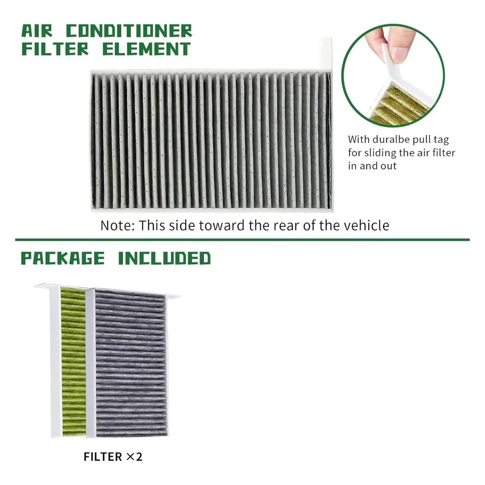 Condizionatore Filtro Aria Auto 2 Pezzi con Carbone Attivo Condizionatore Cabina con Filtro Aria A Carbone Attivo per Te&SLA Model 3 Y Filtros