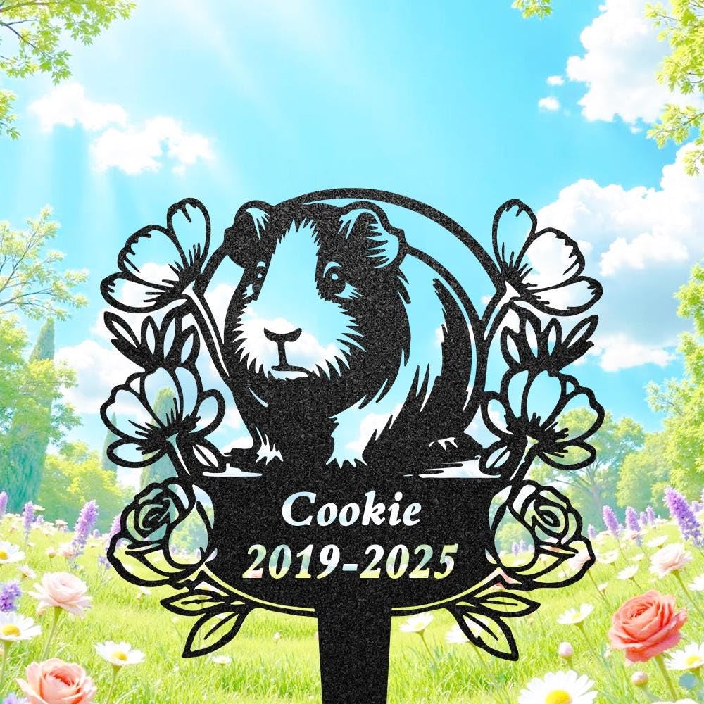 Custom Guinea Pig Memorial Grave Marker, Personalised Guinea Pig Cemetery Stake, Metal Garden Decor, Sympathy Sign With Stake, Pet Loss Gift, Pet Memorial Plaque, Pet Tribute