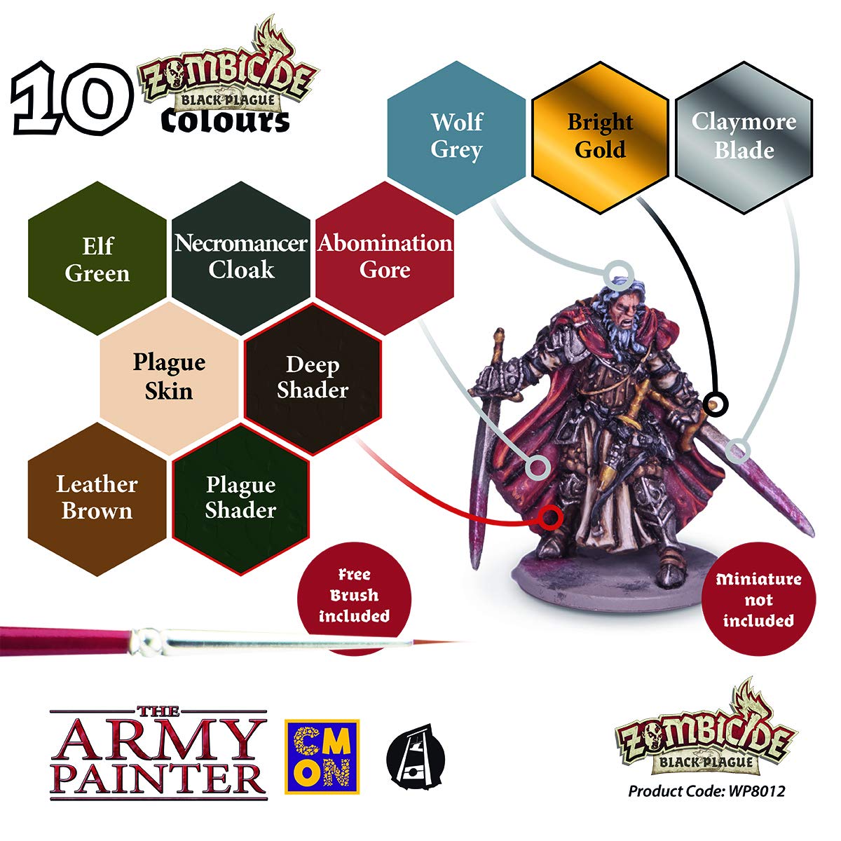 The Army Painter Zombicide: Black Plague Malset | 10 Acrílicos | gratuita pincel | para Cool Mini or Not Zombicide: Black Plague Tabletop, Wargames modelo pintura
