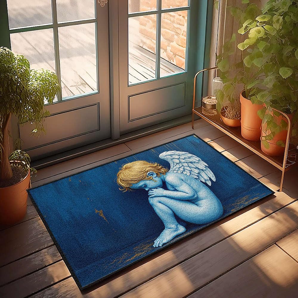 Paillasson extérieur ange bleu tapis de porte d'automne 65x90 cm