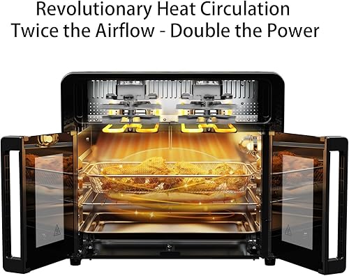 Miniatura 3 de Combo de horno tostador con freidora de aire de doble zona de 25.4 cuartos de galón, puerta de vidrio francesa, capacidad XL, rango de temperatura