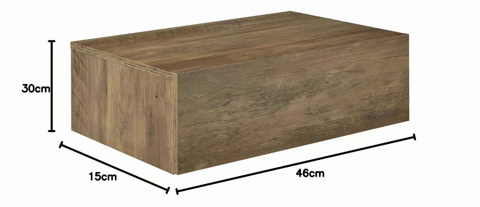 [en.casa] Set di 4 Comodini Sospesi Mensole da Parete con Cassetto Mobiletti Salvaspazio in 4 Colori Diversi 46x30x15 cm Effetto Legno/Effetto Cemento/Grigio Scuro/Nero Lucido