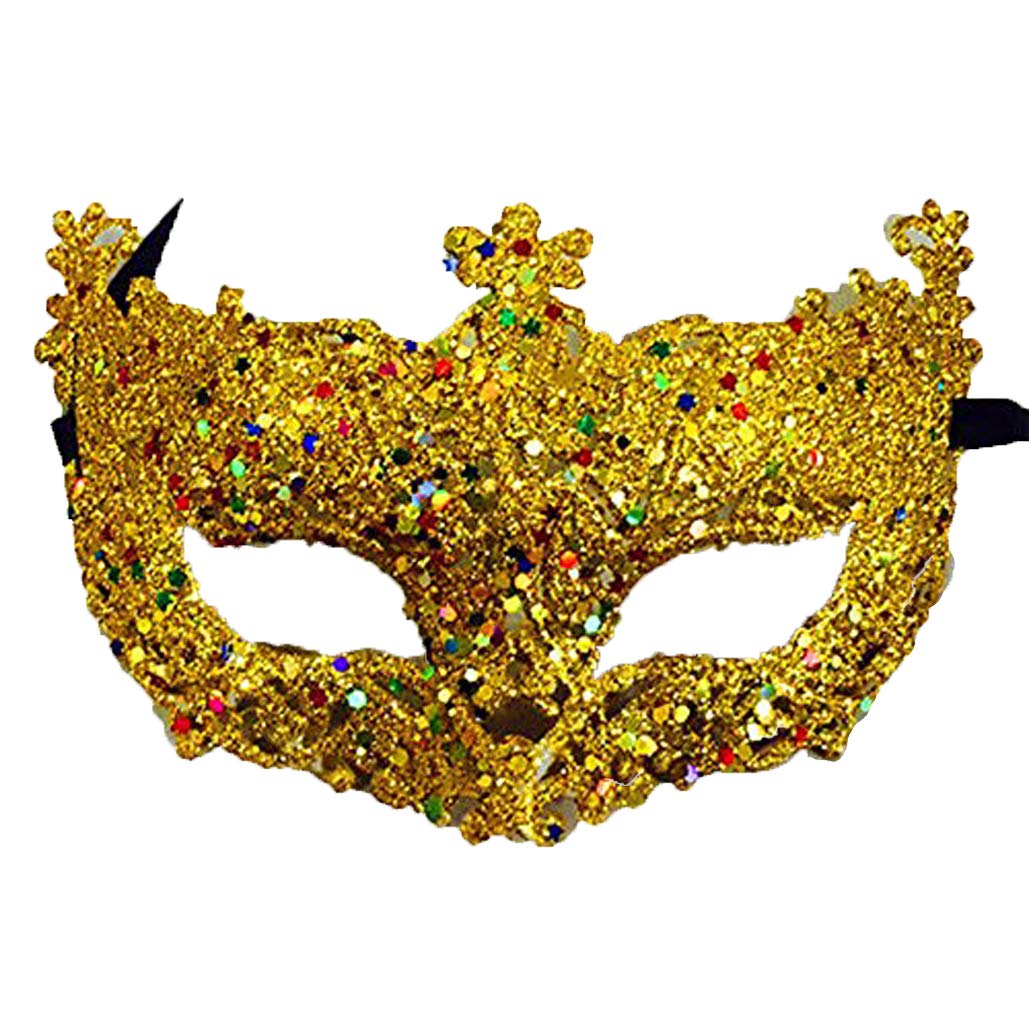 Brussels08 Women Fashion Masquerade Mask Shiny Plastic Cosplay Costume Eye Mask Half Face Mask for Carnival Fancy Mardi Christmas Party Ball Prom Halloween Gold